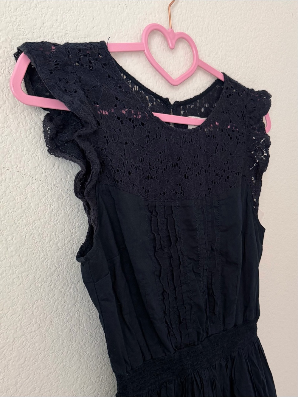 Abercrombie & Fitch Navy Lace Trim Dress with Ruffled Cap Sleeves - Picture 2 of 7
